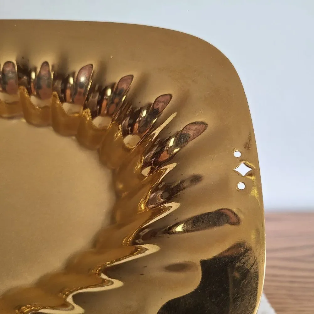 Vintage Forman Metal Gold Tone Serving Tray Platter 23K Gold Electro Plated